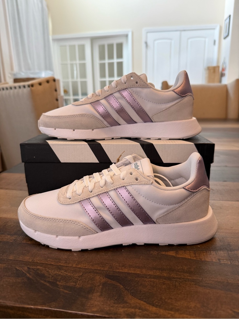adidas Run 60s 2.0 Women's Sneakers (Cloud White / Matt Purple Metallic)